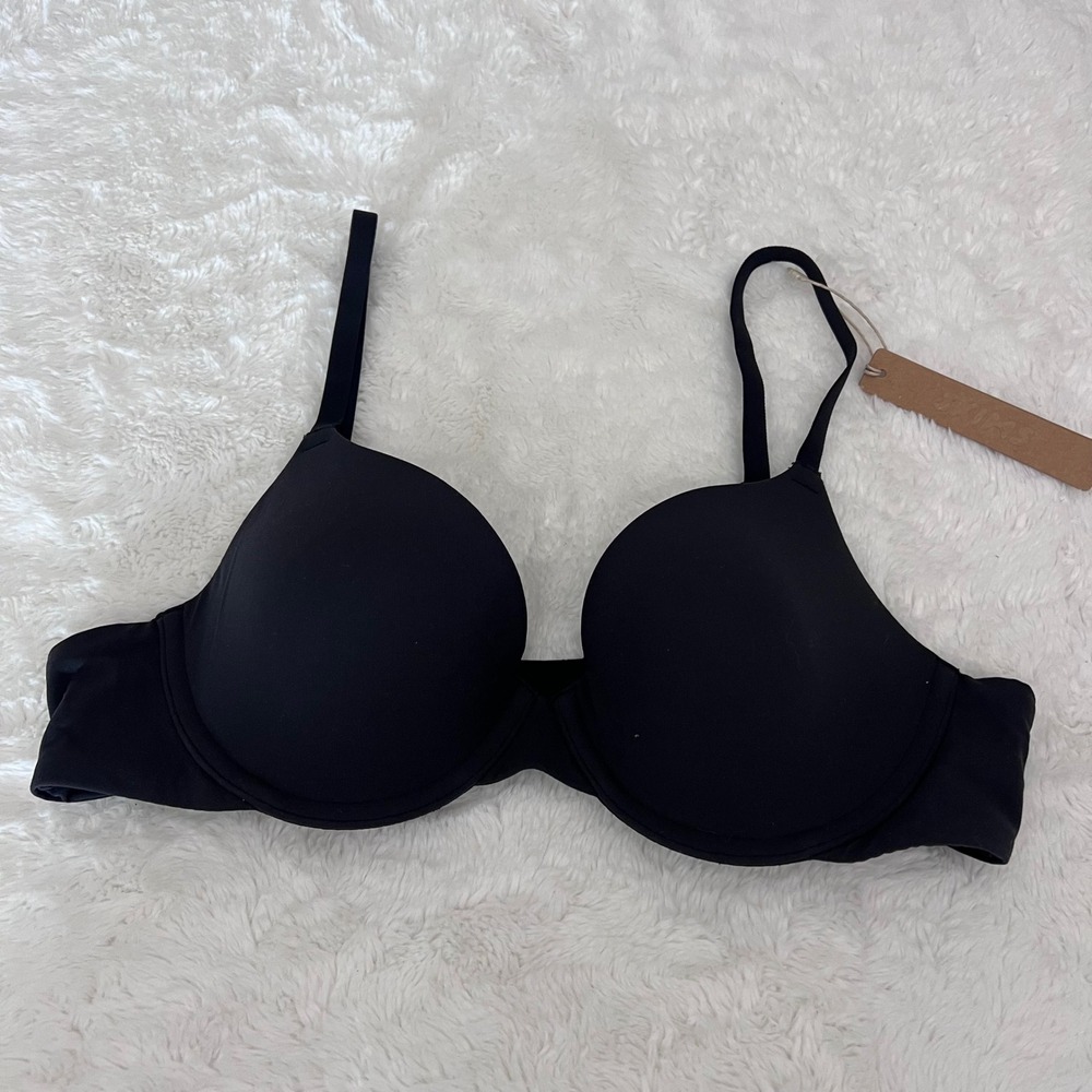SKIMS Womens Fits Everybody T-Shirt Bra Onyx Black Underwire BR-UWR-2294 36A NWT - Picture 3 of 10